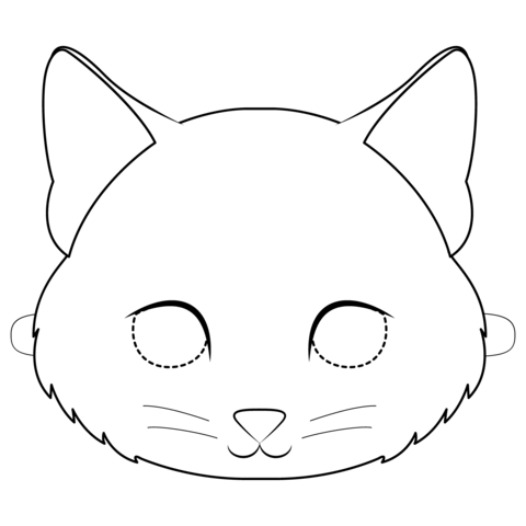 Kitten Mask Coloring Page